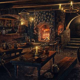 Fantasy tavern wallpaper