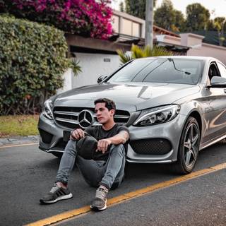 Man and car wallpaper