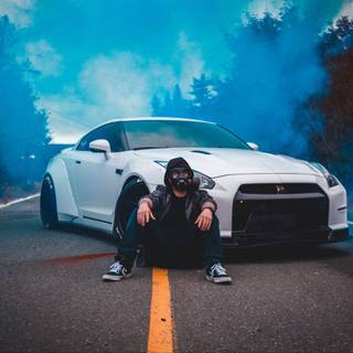 Man and car wallpaper