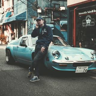 Man and car wallpaper