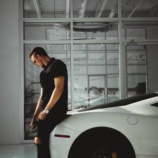 Man and car wallpaper