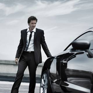 Man and car wallpaper