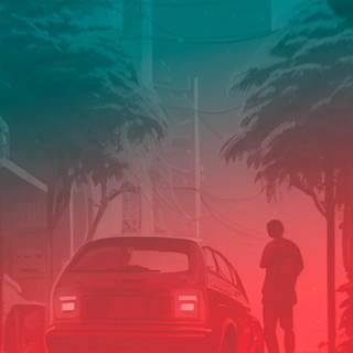 Man and car wallpaper