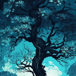 Blue tree wallpaper