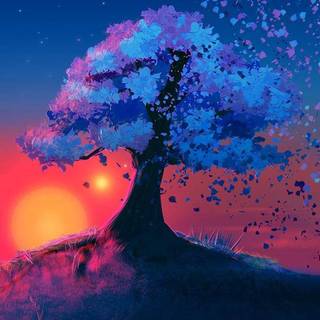 Blue tree wallpaper