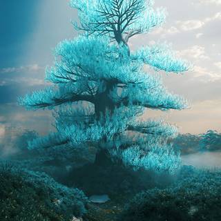 Blue tree wallpaper