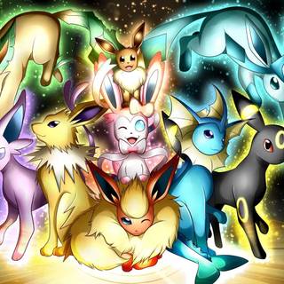 Eevee evolutions all together wallpaper