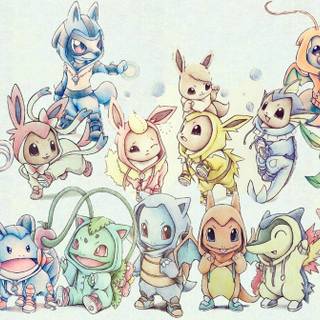 Eevee evolutions all together wallpaper