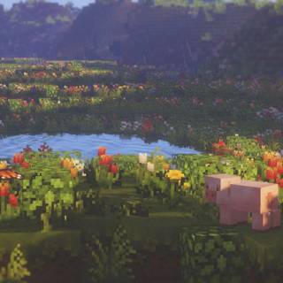 Minecraft flowers wallpaper