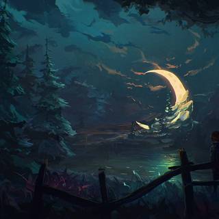 Moon painting wallpaper