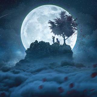 Moon painting wallpaper