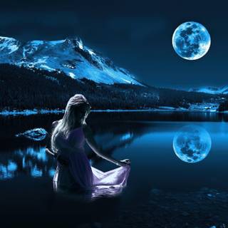 Moon painting wallpaper