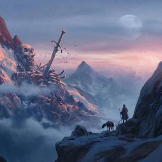 Giant skeleton wallpaper