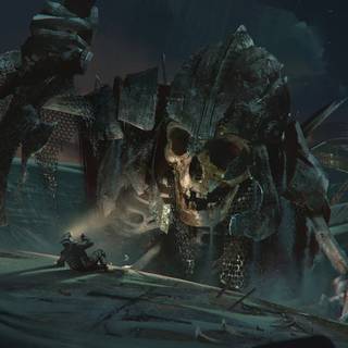 Giant skeleton wallpaper