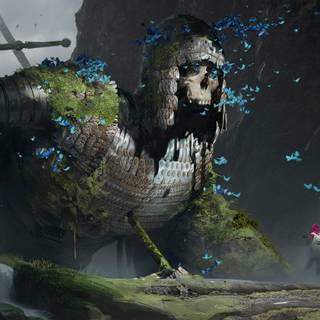 Giant skeleton wallpaper