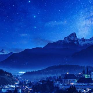 Winter mountains anime wallpaper