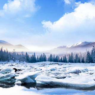 Winter mountains anime wallpaper