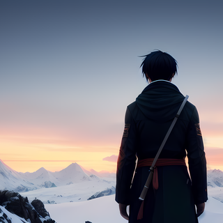 Winter mountains anime wallpaper