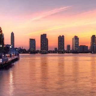 Sunset summer city wallpaper