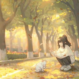 Anime fall cats wallpaper