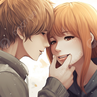 Boyfriend and girlfriend kisses wallpaper