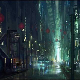 Anime city dark wallpaper