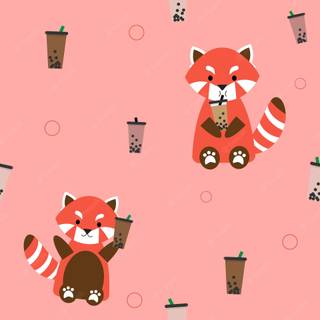 Red panda boba wallpaper