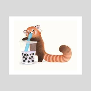 Red panda boba wallpaper