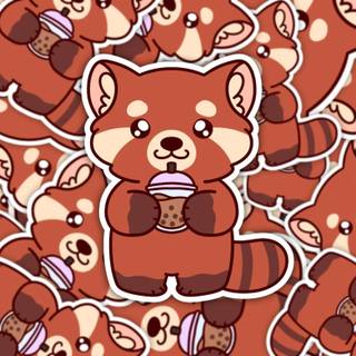 Red panda boba wallpaper