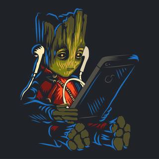 Groot black wallpaper