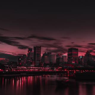 Black and pink city desktop wallpaper