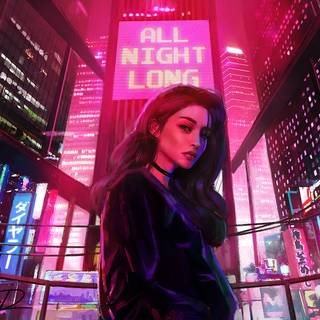 Black and pink city desktop wallpaper