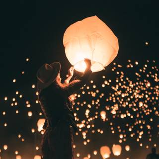 Magical lanterns wallpaper