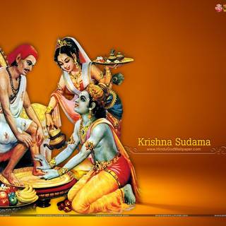 Krishna and Sudama wallpaper