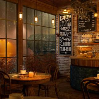 Autumn cafe shop wallpaper