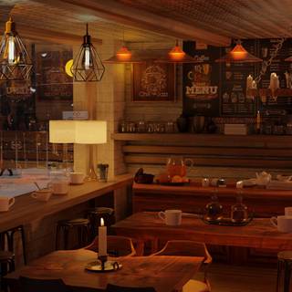 Autumn cafe shop wallpaper