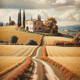 Italian countryside wallpaper