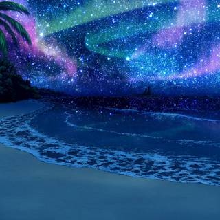 Beach night anime wallpaper