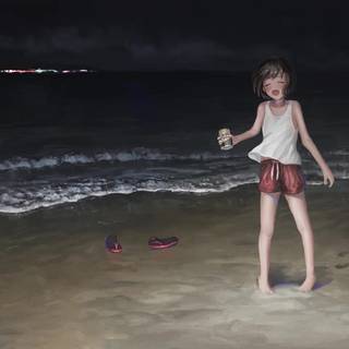 Beach night anime wallpaper