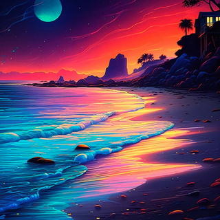 Beach night anime wallpaper