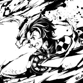 Black and white anime PC wallpaper