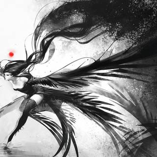 Black and white anime PC wallpaper