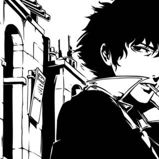 Black and white anime PC wallpaper