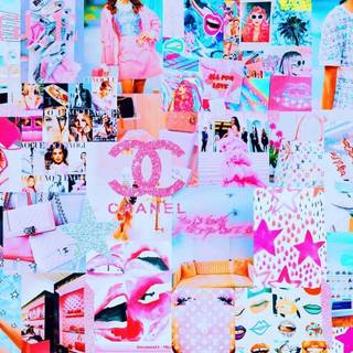 Collage preppy laptop wallpaper