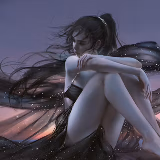Black anime girl desktop wallpaper