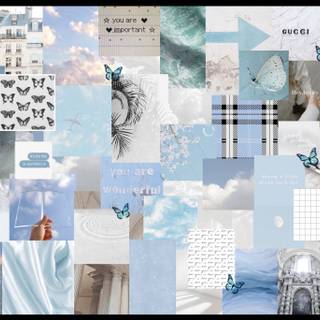 Pastel blue collage wallpaper