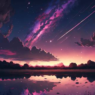 AI sunset lake wallpaper