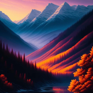 AI sunset lake wallpaper