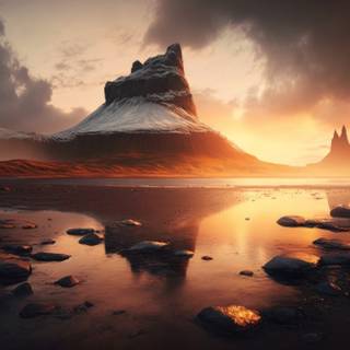 AI sunset lake wallpaper