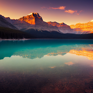 AI sunset lake wallpaper